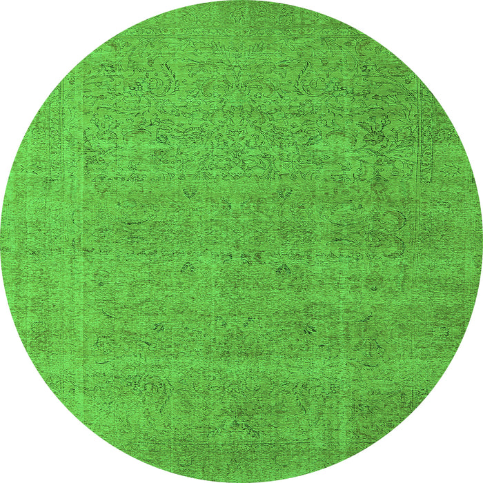Round Oriental Green Industrial Rug, urb1705grn