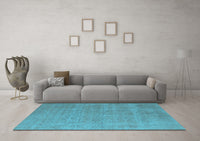 Machine Washable Oriental Light Blue Industrial Rug, wshurb1705lblu