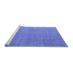 Sideview of Machine Washable Oriental Blue Industrial Rug, wshurb1705blu