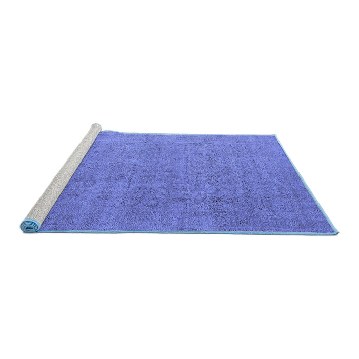 Sideview of Machine Washable Oriental Blue Industrial Rug, wshurb1705blu