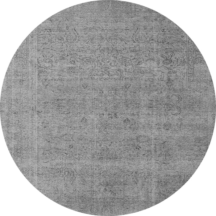 Round Oriental Gray Industrial Rug, urb1705gry