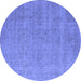 Round Oriental Blue Industrial Rug, urb1705blu