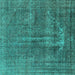 Square Oriental Turquoise Industrial Rug, urb1706turq