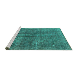 Sideview of Machine Washable Oriental Turquoise Industrial Area Rugs, wshurb1706turq