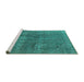 Sideview of Machine Washable Oriental Turquoise Industrial Area Rugs, wshurb1706turq