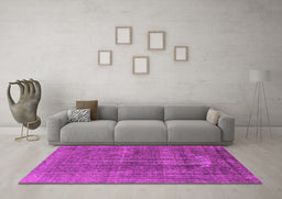 Machine Washable Oriental Pink Industrial Rug in a Living Room, wshurb1706pnk