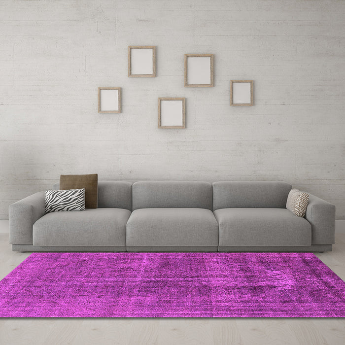 Machine Washable Oriental Pink Industrial Rug in a Living Room, wshurb1706pnk