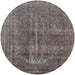 Round Mid-Century Modern Gunmetal Gray Oriental Rug, urb1706