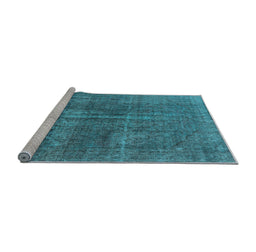 Sideview of Machine Washable Oriental Light Blue Industrial Rug, wshurb1706lblu