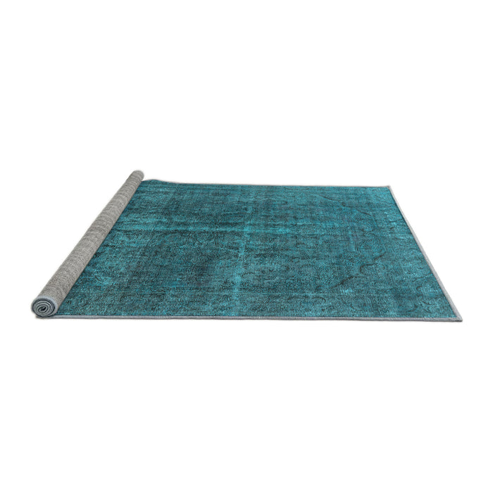 Sideview of Machine Washable Oriental Light Blue Industrial Rug, wshurb1706lblu