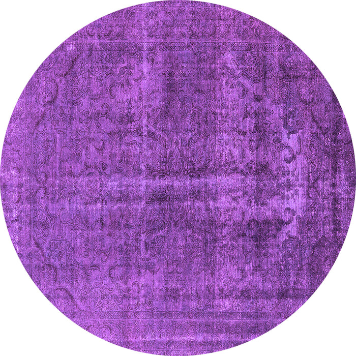Round Machine Washable Oriental Purple Industrial Area Rugs, wshurb1706pur