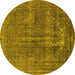 Round Oriental Yellow Industrial Rug, urb1706yw