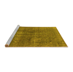 Sideview of Machine Washable Oriental Yellow Industrial Rug, wshurb1706yw