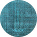 Round Oriental Light Blue Industrial Rug, urb1706lblu