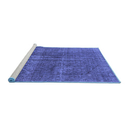 Sideview of Machine Washable Oriental Blue Industrial Rug, wshurb1706blu