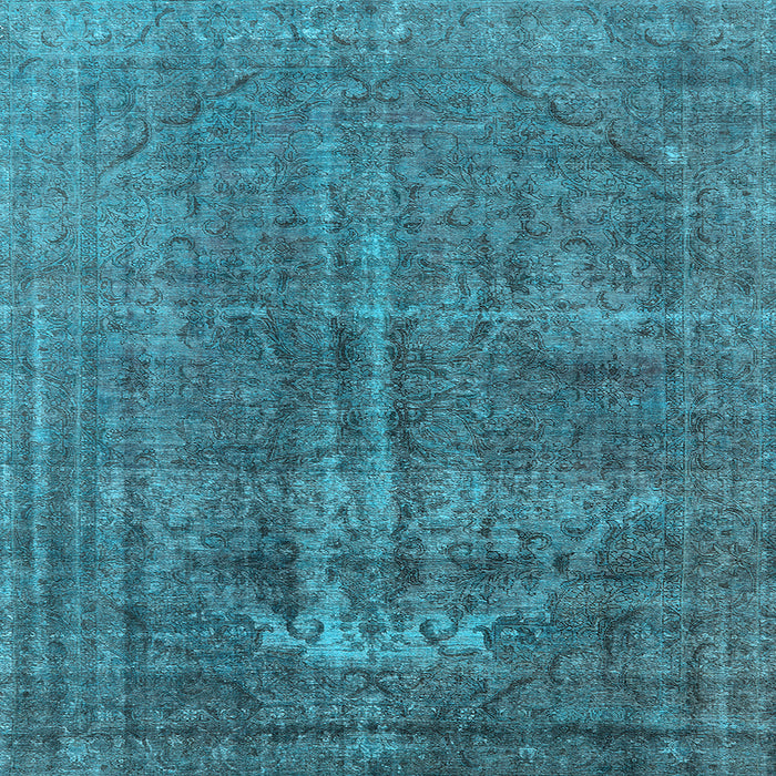 Square Machine Washable Oriental Light Blue Industrial Rug, wshurb1706lblu