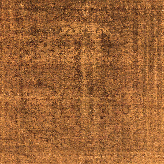 Square Machine Washable Oriental Orange Industrial Area Rugs, wshurb1706org