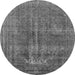 Round Oriental Gray Industrial Rug, urb1706gry