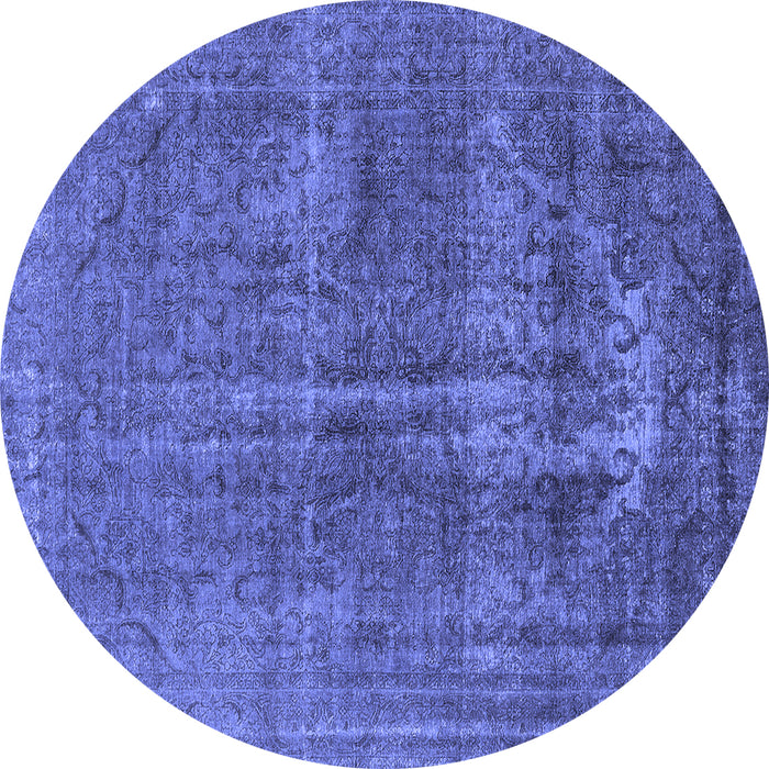 Round Oriental Blue Industrial Rug, urb1706blu