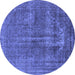 Round Oriental Blue Industrial Rug, urb1706blu