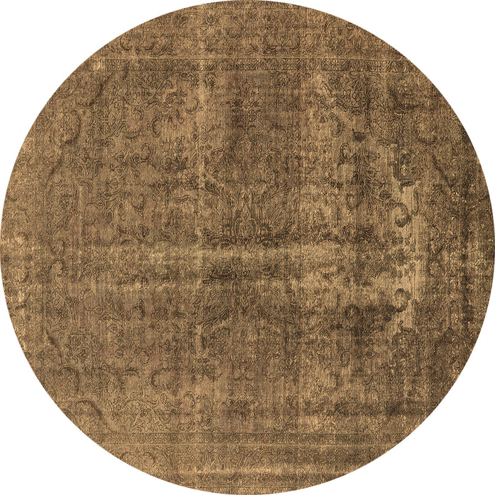 Round Oriental Brown Industrial Rug, urb1706brn