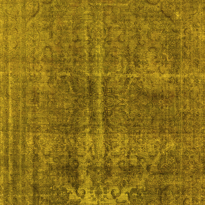 Machine Washable Oriental Yellow Industrial Rug, wshurb1706yw