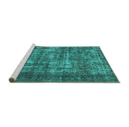 Sideview of Machine Washable Oriental Turquoise Industrial Area Rugs, wshurb1707turq