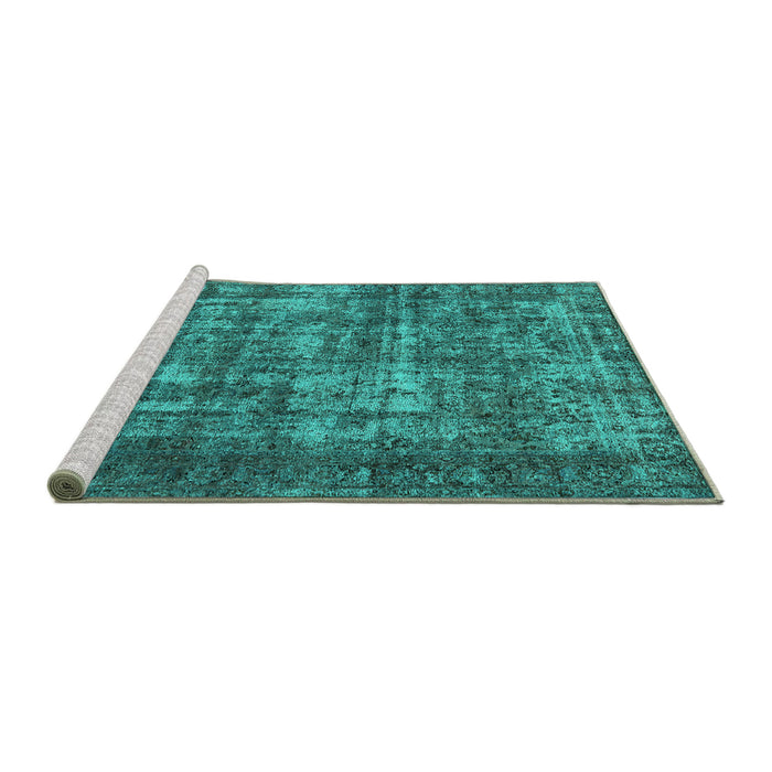 Sideview of Machine Washable Oriental Turquoise Industrial Area Rugs, wshurb1707turq
