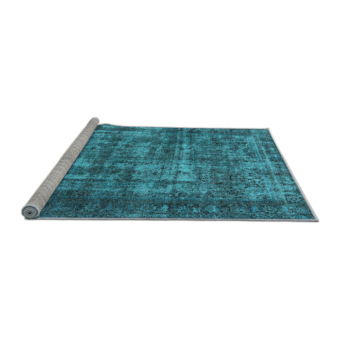 Sideview of Machine Washable Oriental Light Blue Industrial Rug, wshurb1707lblu