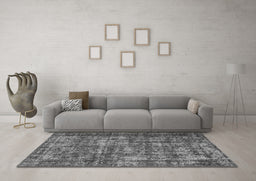 Machine Washable Oriental Gray Industrial Rug in a Living Room,, wshurb1707gry