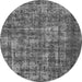 Round Oriental Gray Industrial Rug, urb1707gry