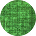 Round Oriental Green Industrial Rug, urb1707grn