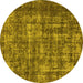 Round Oriental Yellow Industrial Rug, urb1707yw