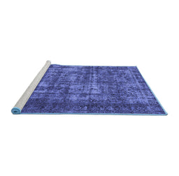 Sideview of Machine Washable Oriental Blue Industrial Rug, wshurb1707blu