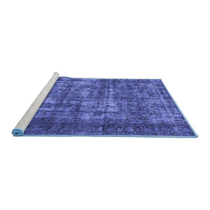 Sideview of Machine Washable Oriental Blue Industrial Rug, wshurb1707blu