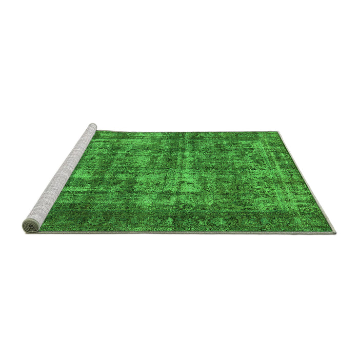 Sideview of Machine Washable Oriental Green Industrial Area Rugs, wshurb1707grn