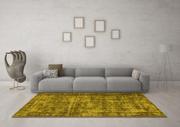 Machine Washable Oriental Yellow Industrial Rug in a Living Room, wshurb1707yw