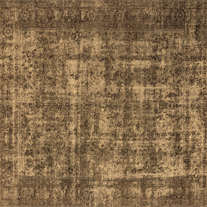 Square Machine Washable Oriental Brown Industrial Rug, wshurb1707brn