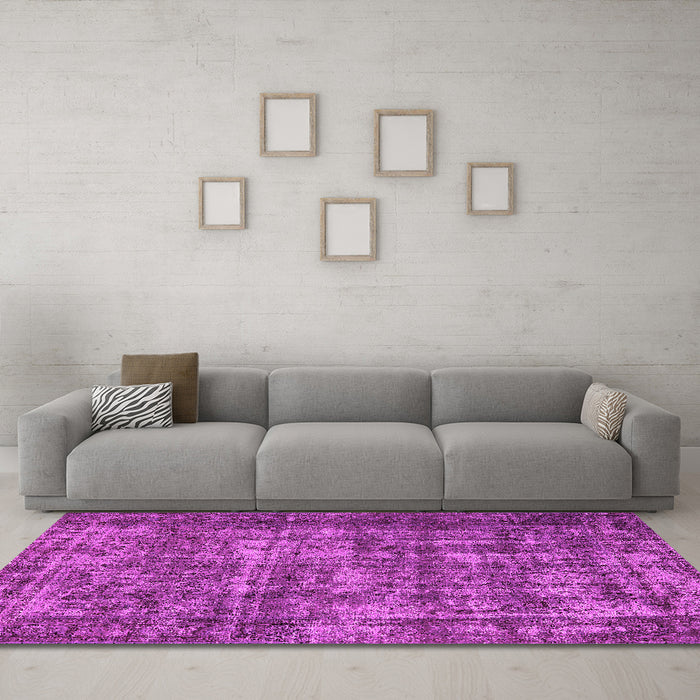 Machine Washable Oriental Pink Industrial Rug in a Living Room, wshurb1707pnk
