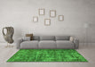 Machine Washable Oriental Green Industrial Area Rugs in a Living Room,, wshurb1707grn