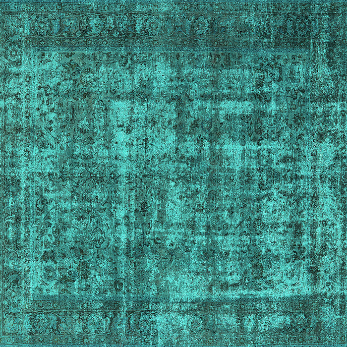 Square Oriental Turquoise Industrial Rug, urb1707turq