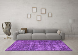 Machine Washable Oriental Purple Industrial Area Rugs in a Living Room, wshurb1707pur
