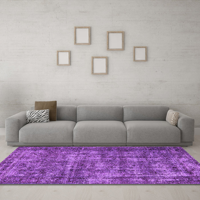 Machine Washable Oriental Purple Industrial Area Rugs in a Living Room, wshurb1707pur