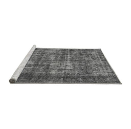 Sideview of Machine Washable Oriental Gray Industrial Rug, wshurb1707gry