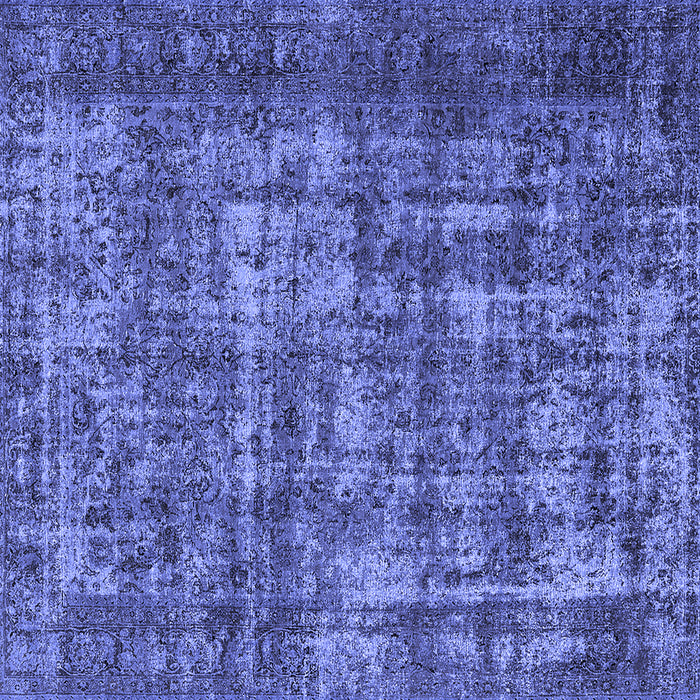 Square Oriental Blue Industrial Rug, urb1707blu