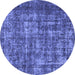 Round Oriental Blue Industrial Rug, urb1707blu