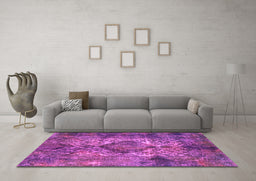 Machine Washable Oriental Pink Industrial Rug in a Living Room, wshurb1708pnk