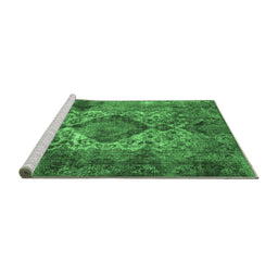Sideview of Machine Washable Oriental Emerald Green Industrial Area Rugs, wshurb1708emgrn