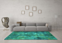 Machine Washable Oriental Turquoise Industrial Rug, wshurb1708turq