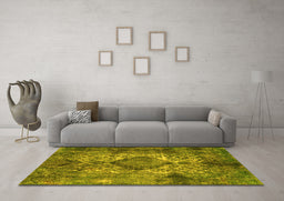Machine Washable Oriental Yellow Industrial Rug in a Living Room, wshurb1708yw